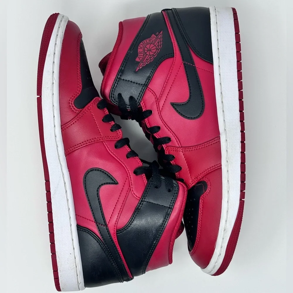 Air Jordan 1 Mid Red and Black Sneakers size 9.5